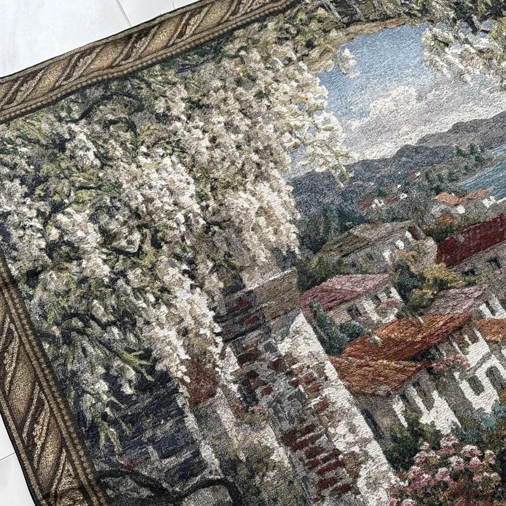 Mediterranean Renaissance Tapestry 51x52 Wall Art Hanging Garden Italian Villa